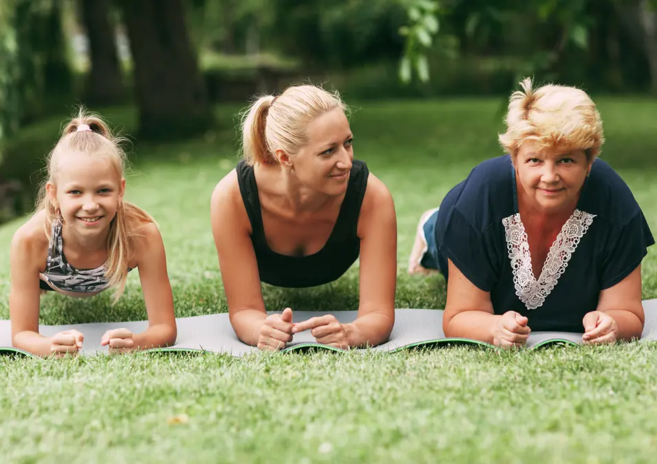 Girls exercising