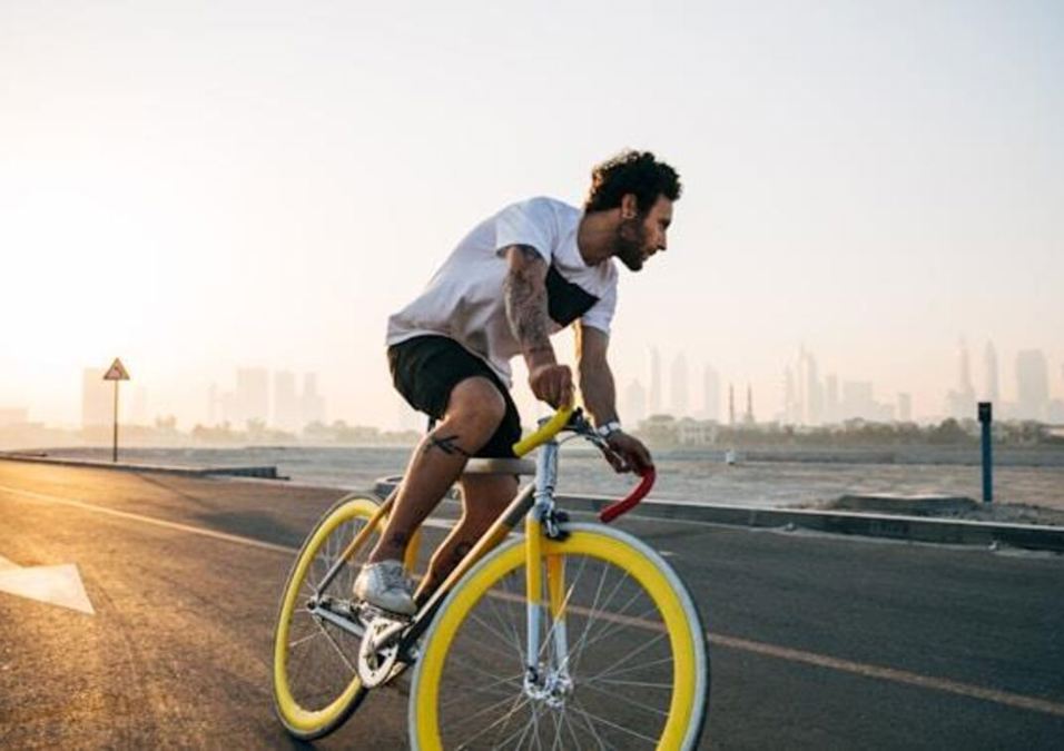 man riding a bike