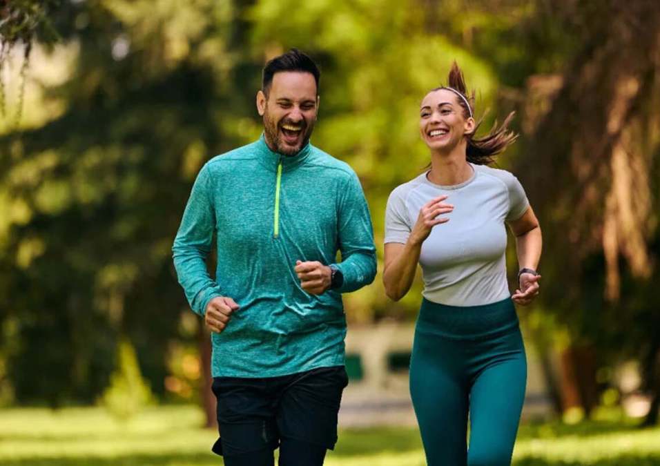Girl & man running