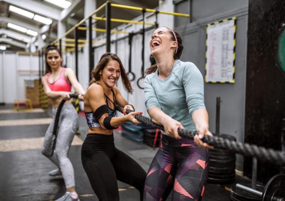 Girls exercising
