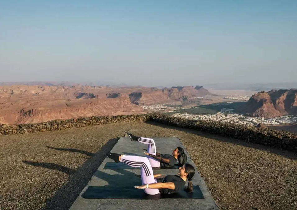 Girls exercising