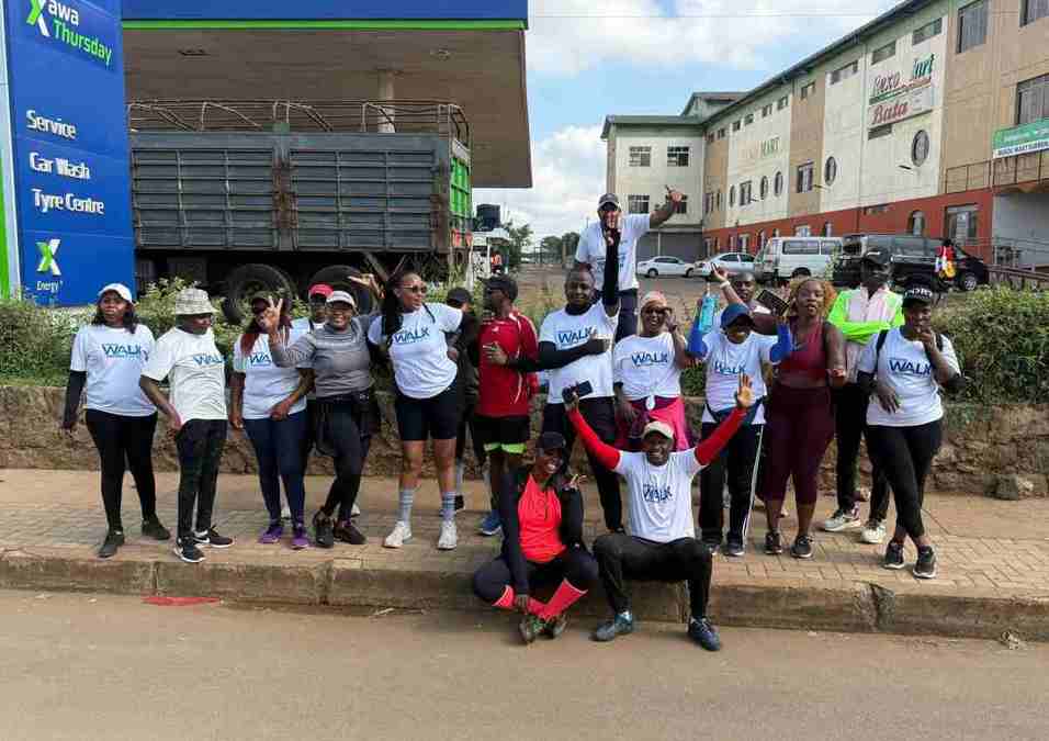 Members of the Nairobi Walk Movement pose for a group photo after a 30KM walk from Roysambu to Makongeni, Thika (C) Courtesy