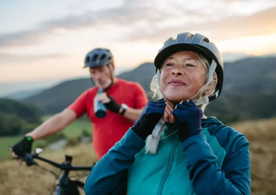 Old couple exercising