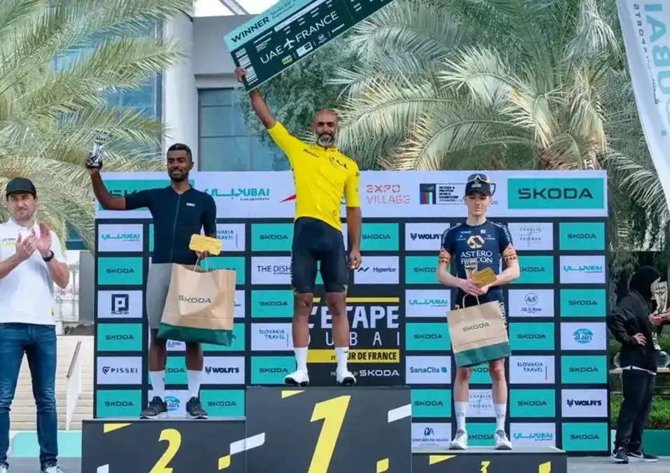 الإماراتي ماجد البلوشي وكارولينا كارلسون يتوّجان بلقب لي تاب دبي للدراجات الهوائية