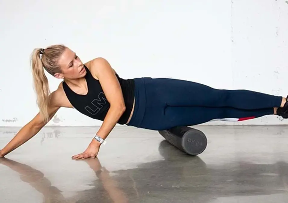 blonde girl doing exercise