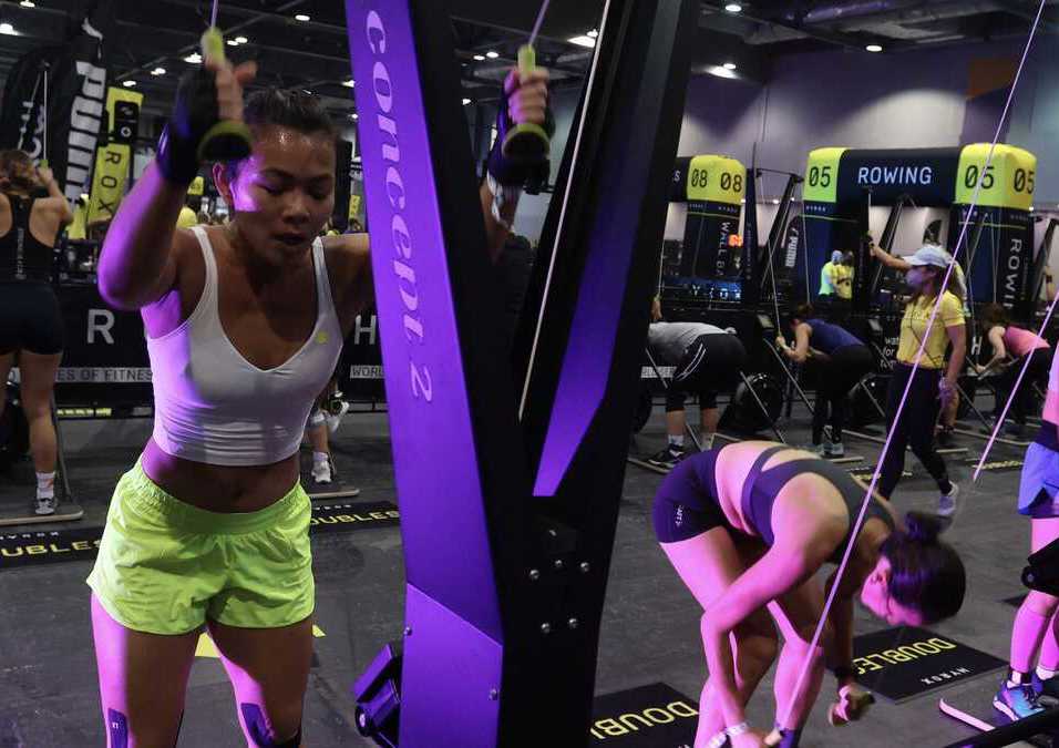 Girls exercising