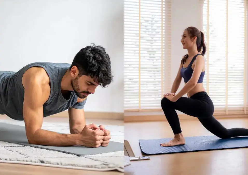 Girl & man exercising