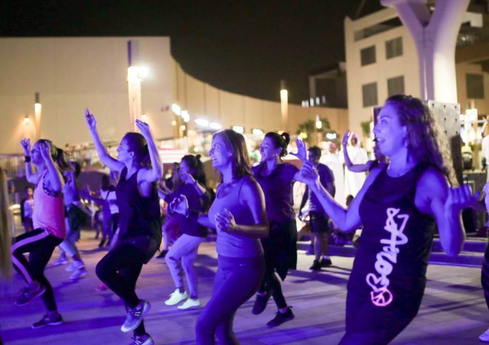Girls exercising