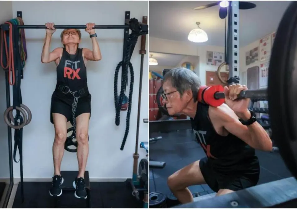 old woman exercising