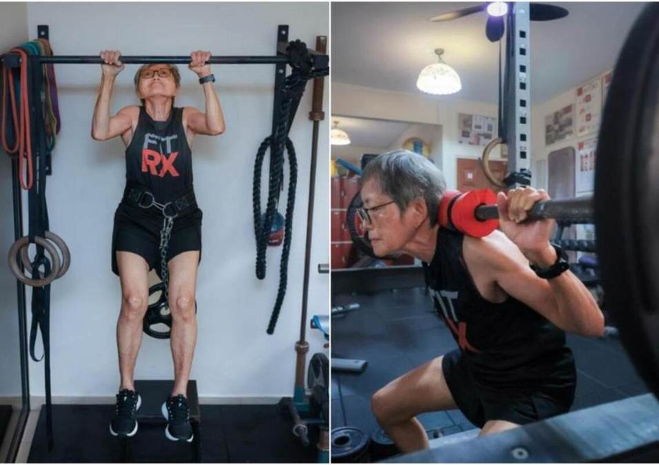 old woman exercising