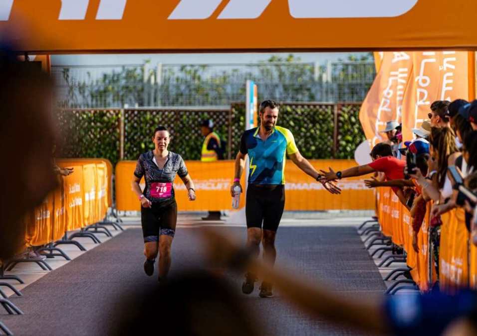 man and girl running