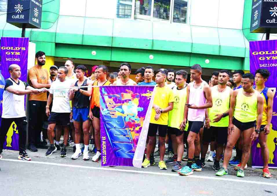 A group of people preparing for the race