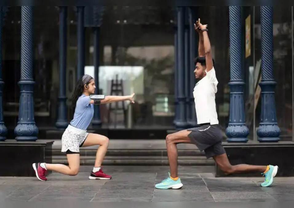 Man & Girl exercising
