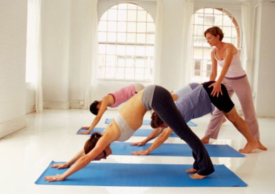 girls practicing yoga