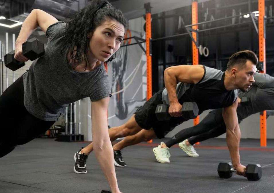 people exercising