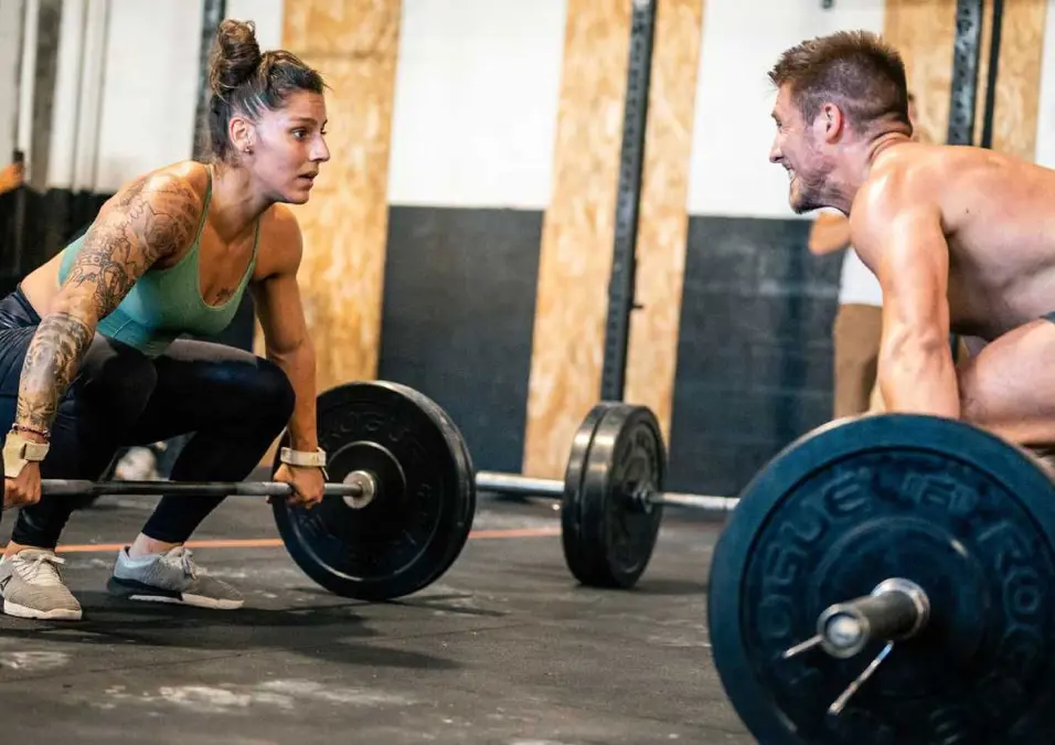  2 people exercising
