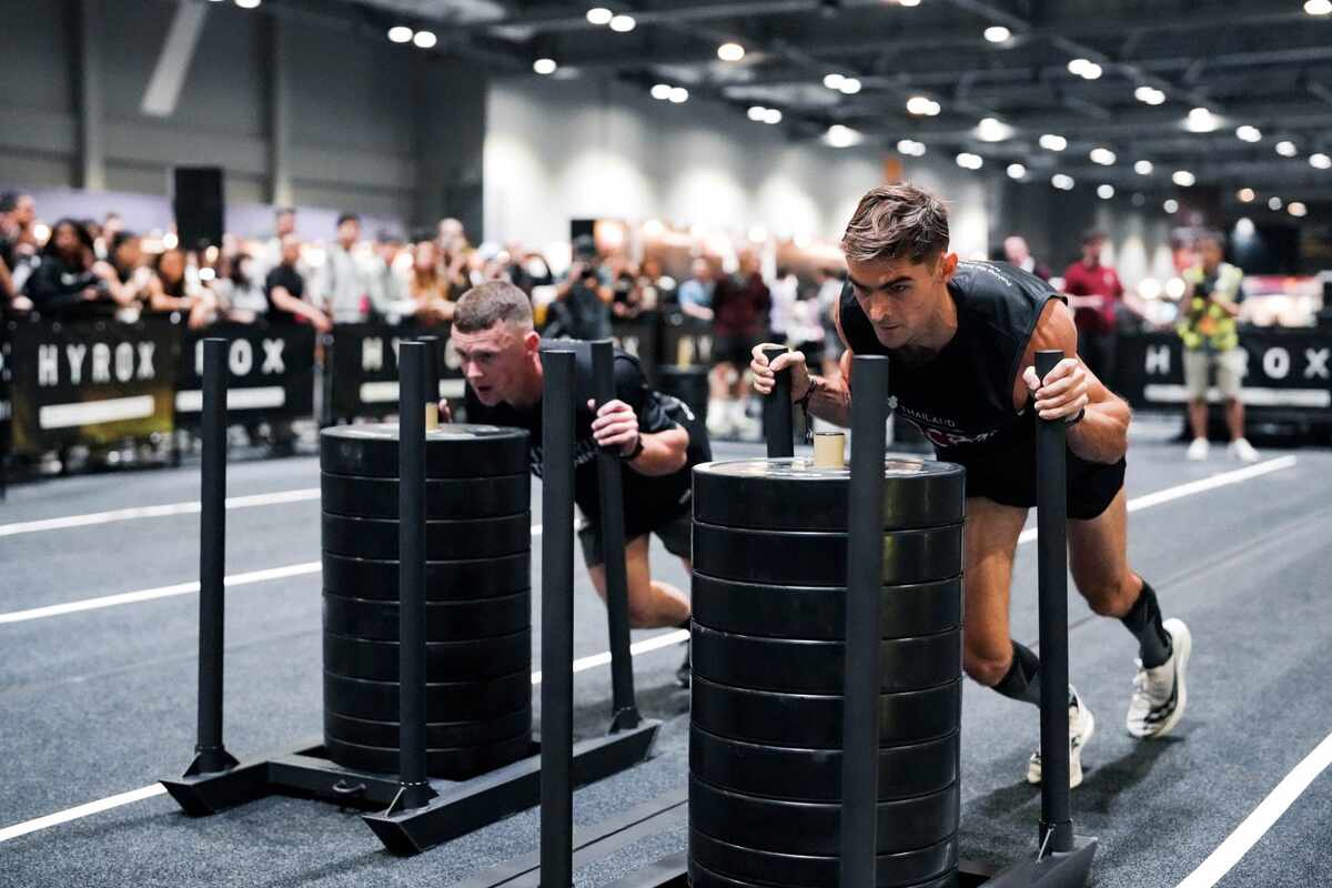 Two men exercising