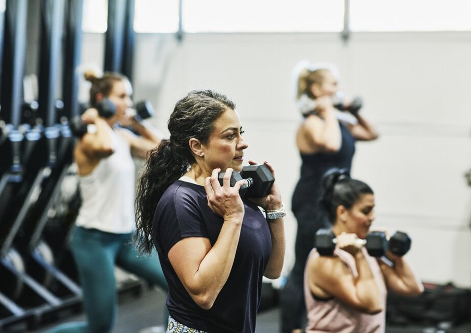 Girls exercising