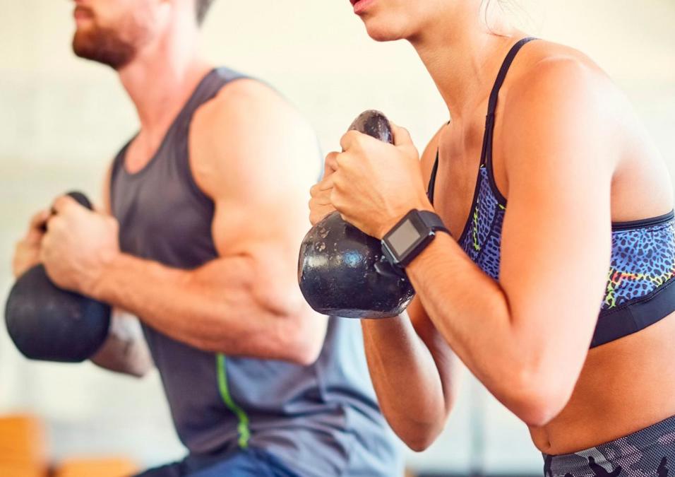 Woman and man Exercising
