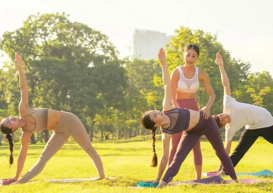 Girls exercising