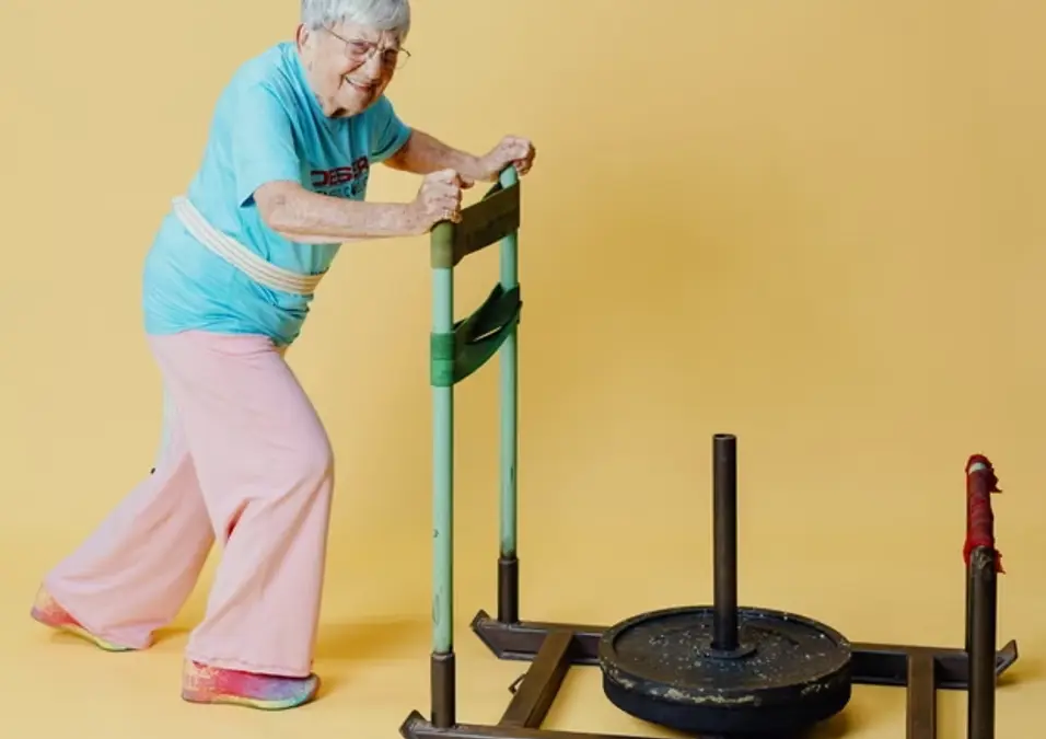 old woman exercising
