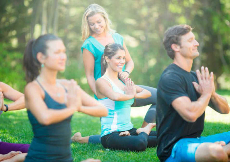 people practicing yoga