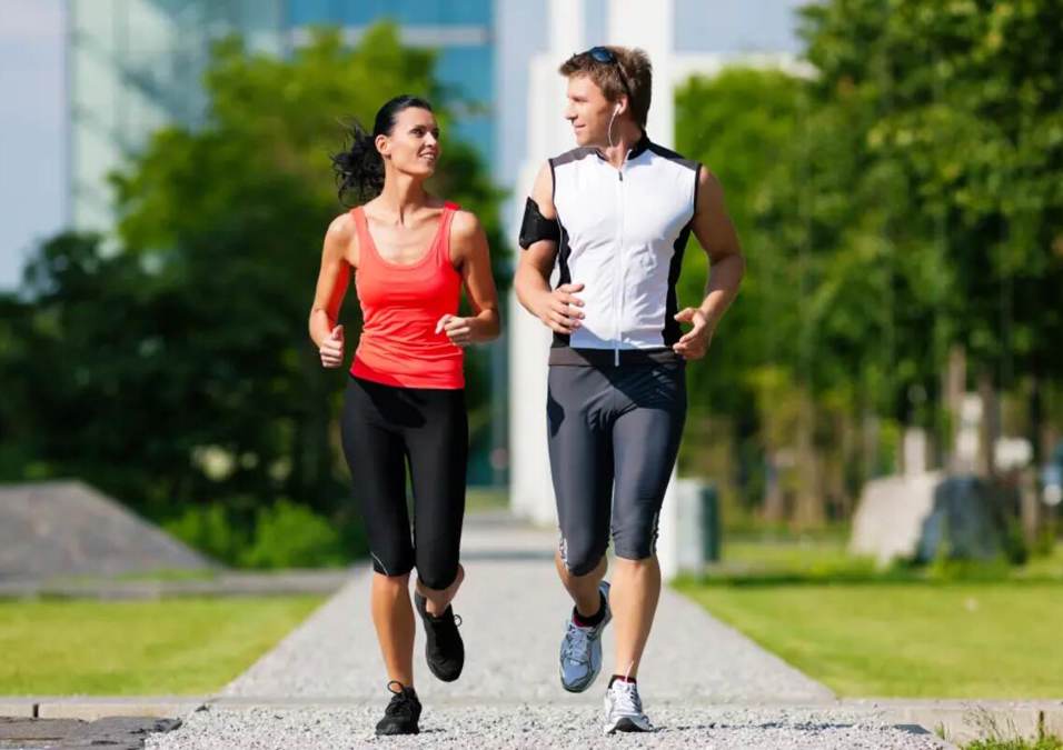 Girl & man running