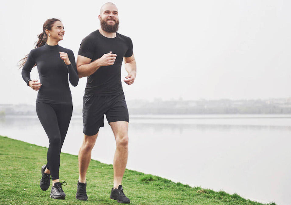 Girl & man running