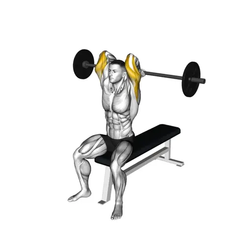 Barbell Seated Overhead Triceps Extension Thumb