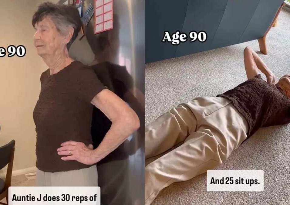 old woman exercising