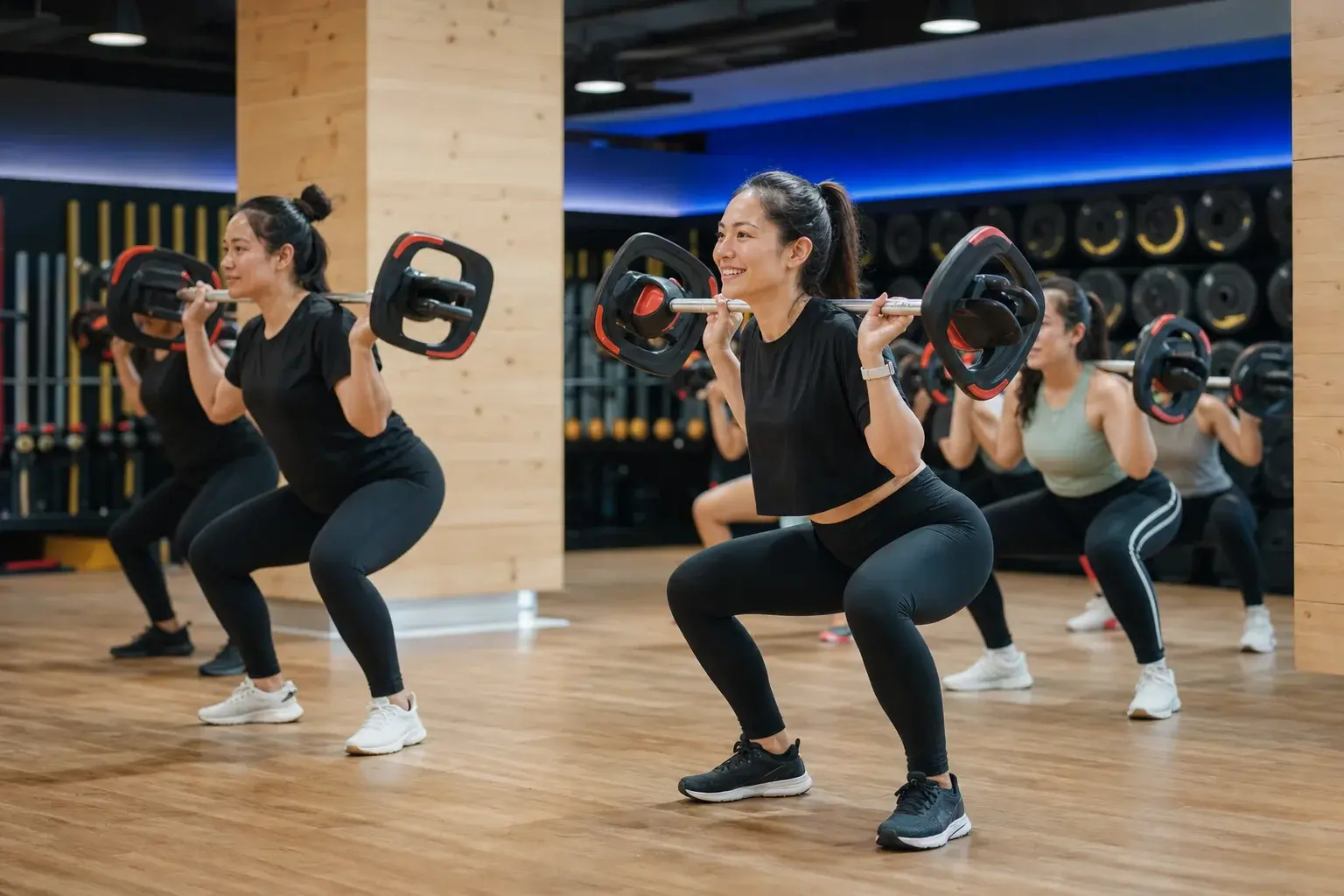 Group fitness class at GymNation Big C Ratchadamri, Bangkok
