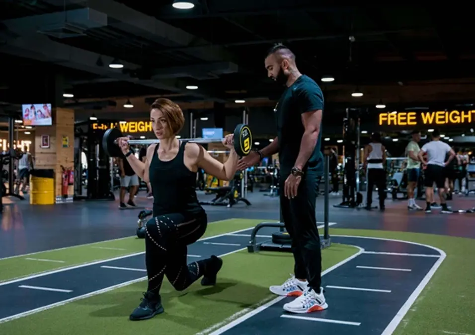 coach training girl at GymNation