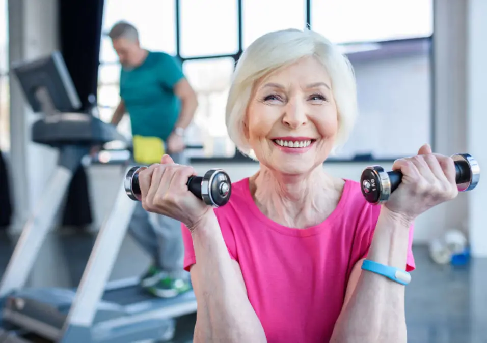 old woman exercising