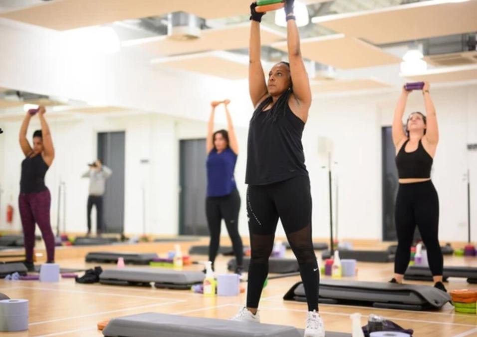 Girls exercising